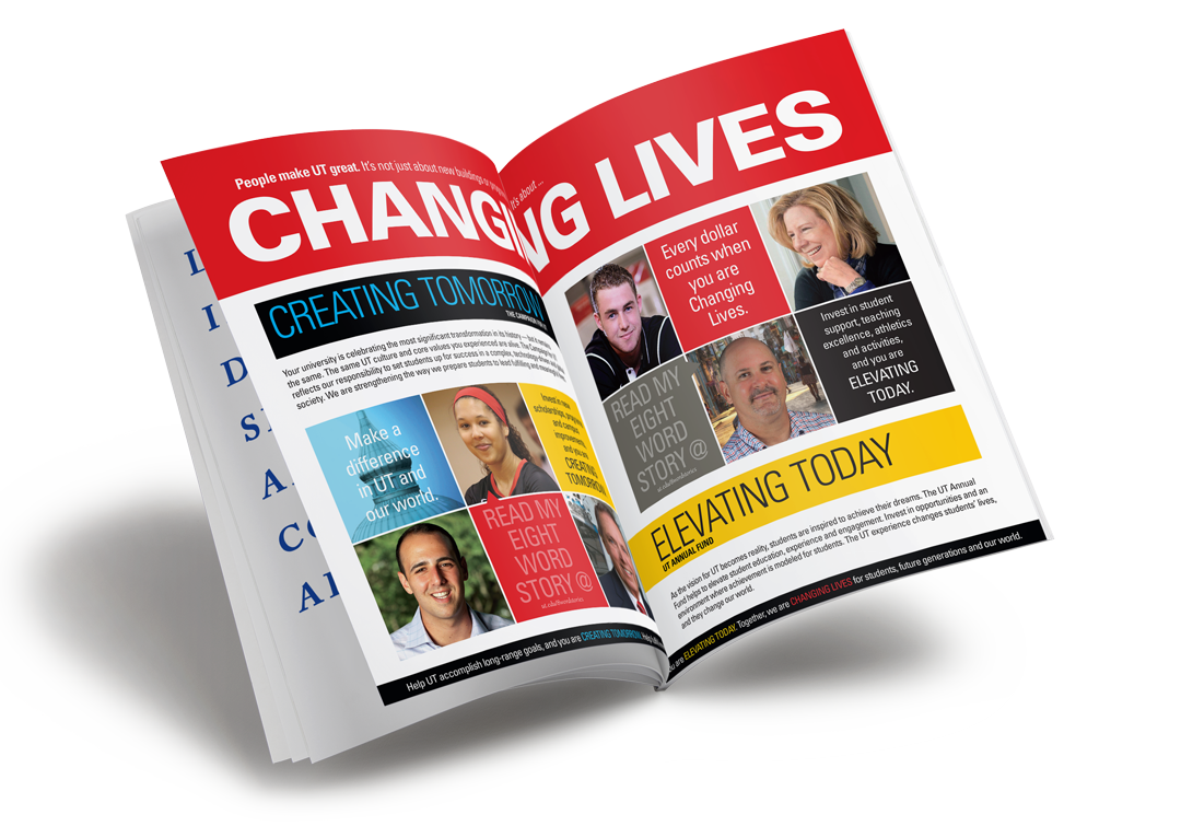 UT Journal Changing Lives campaign spread